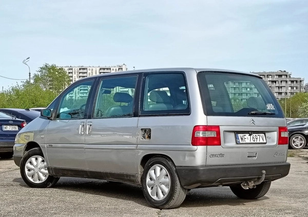 Citroen Evasion cena 5900 przebieg: 234928, rok produkcji 2000 z Warszawa małe 326